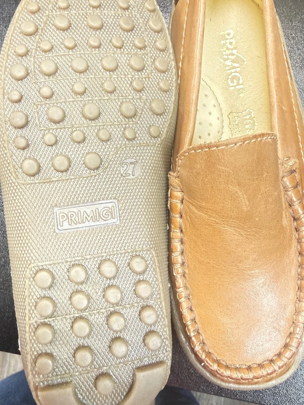 Primigi Tan Leather Slip-On Loafers for Men